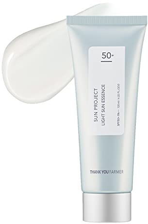 THANKYOU FARMER Sun Project Light Sun Essence 120ml - Koreanische Sonnencreme für Gesicht und Körper, Sonnenpflege für fettige & Mischhaut, Sonnenschutz aus Lärche, Korean Sunscreen