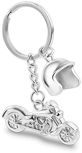 Vspek Porte-clés de Moto, Motocycle avec Casque de Moto Porte-clés Métal, Hommes Personnalisée Porte-clés Cadeau pour Motard Motocycliste Biker