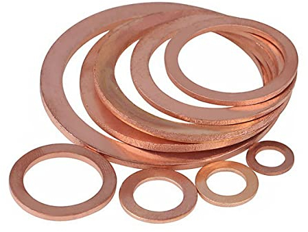 MACHSWON 10 Stück flache Unterlegscheiben, rotes Kupfer, flache Dichtungen, M22, ID 28 mm Außendurchmesser, 1,5 mm dick, runde Ringe, Dichtungsring, Schraubverschluss, Hardware-Zubehör