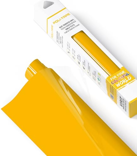 POLI-FLEX® TURBO® - Transferfolie für Textilien - Flexfolie zum Aufbügeln, Plotterfolie für DIY Shirts, Mittelgelb matt, 30,5 cm x 122 cm