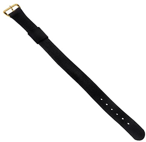 Dcasmo group Nylon Uhrenarmband Schwarz Typ Nato Militär 18 mm für Herren 1960 – Originales Vintage Armband – Antikes Uhrenarmband (1 Goldene Schnalle)