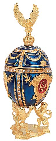 Handbemaltes, emailliertes Faberge-Ei, vergoldete, emaillierte, glänzende Diamanten, Schmuckschatulle aus Metall, Bastelgeschenk, geeignet für Möbel, Osterdekoration