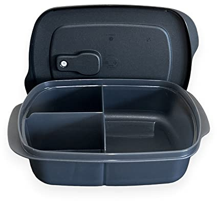 Tupperware CrystalWave - Contenitore rettangolare per microonde, colore: Nero