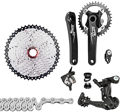 RUSUO Fahrradgetriebe-Set, 1 x 10-Gang-MTB-Umwerfer, Gruppe, Fahrrad-Kurbelsatz, 11–50T Kassettenschwungrad, 10-Gang-Kette für MTB Gangschaltung, Mountainbike Schaltung