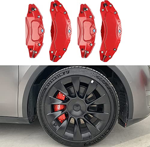 Car Brake Caliper Cover for Tesla Model Y 2017-2021 2022 2023, Caliper Covers, Accessories,Red-19in