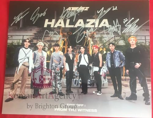 Ateez Hong Joong Seunghwa Yunho Yeosang San Mingi Woo Young Jong Ho 30x26cm 10inches Autograph
