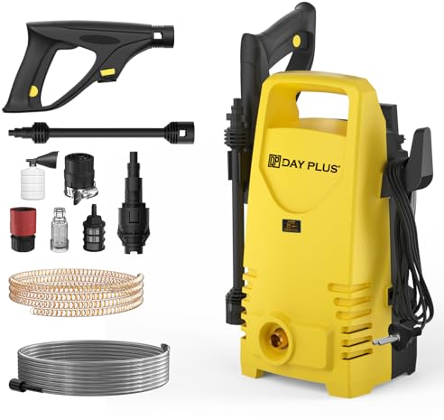 Hochdruckreiniger 1100 Watt 55 bar 5L/min Fördermenge Hochdruckreiniger mit 7m Hochdruckschlauch Zubehör Set, Hochdruckpistole für Autos/Garten/Patios/Zäune