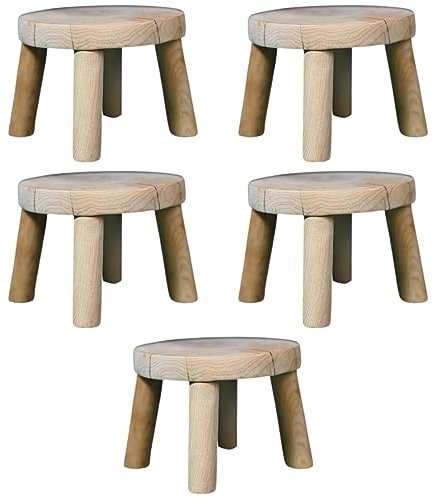 pflanzenständerDOITOOL 5 Stück Holzsockel, Schreibtisch, Pflanzenhocker, Vasenständer, Stütze für Blumentöpfe, Halter für Blumenstützen, Ausstellung von Holzpflanzen, Büro, Thuja-Blumentopf,
