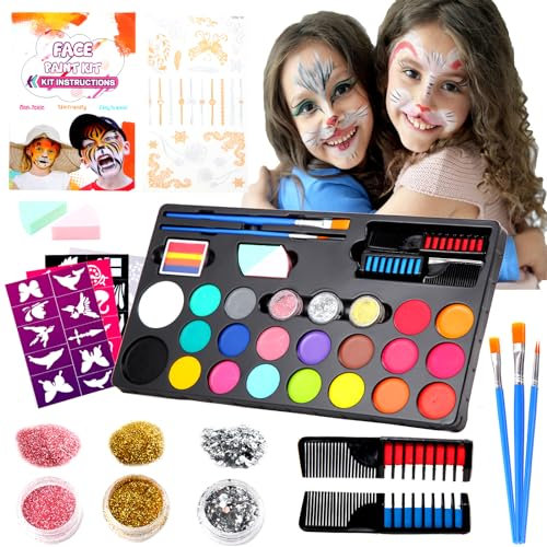 Aoriyar 20 Colours Face Paint - Safe Face Body Paint Water-based Non-toxic Easily Washable for Halloween - Face Painting for Adults Kids Actor