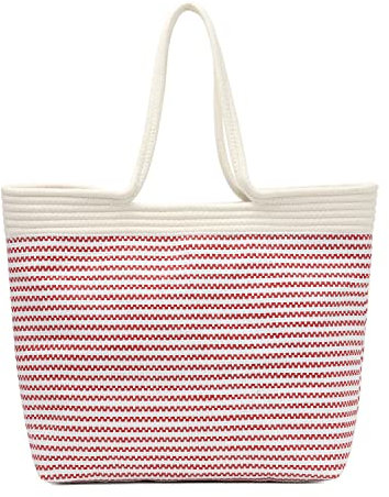 XDMSZ66 Sommer-Strand-Tragetasche, große Tragetasche für Damen, Urlaub, gewebte Schulterhandtasche, rot, Einheitsgröße