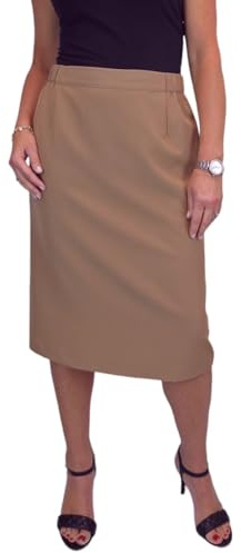 Paulo Due Below Knee Lined Pencil Skirt for Women UK Tan 10-24 (10)