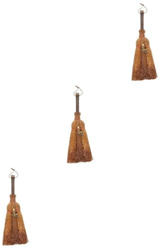 TOYANDONA 3 Piezas Colgante De Escoba Jardín Escoba De Halloween Escoba De Bruja Pequeña Escoba Ritual Wiccan Mini Accesorios De Brujas Adornos De Halloween Colgante De Coche Sucursal