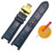 JUANZD Leatehr-Uhrenarmband, 20 x 11 mm, 20 x 12 mm, 22 x 13 mm, kompatibel mit GC Guess Car-Tier PASHA W3108/HPI004 Uhrenarmband mit Schmetterlingsschnalle(Blue Blue-gold,16mm-6.5mm)