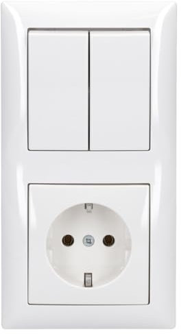 Busch-Jaeger Balance SI Set: 20 EUC-914 Steckdose + 2000/5 US Wippschalter-Einsatz + 2505-914 Serien-Wippe + 1722-914 2-fach Rahmen Alpinweiß