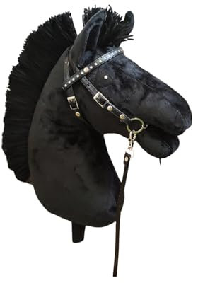 X-Group4th Steckenpferd Hobby Horse VIP - Pferd am Stock Spielzeug für Kinder Plüschpferd Geschenk Größe A3, Stocklänge 65 cm, Holsteiner Pferd - Schwarz