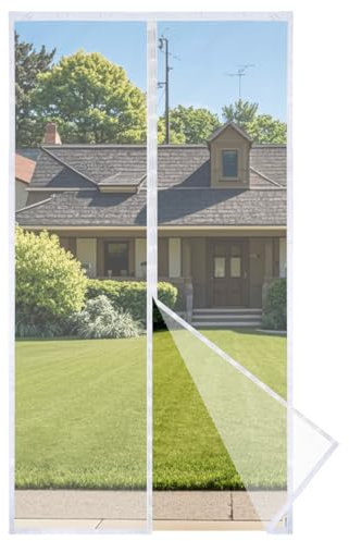 Apalus Prime Moustiquaire Magnétique Pour Porte, Rideau en Maille, Joint Magnétique de Haut en Bas avec Fermeture Automatique, Maintient l'air frais à l'intérieur (120x220 CM,Blanc)