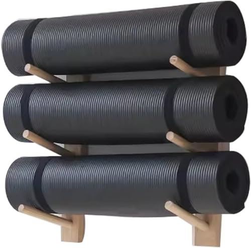 Support Mural en Bois for Tapis De Yoga, Support À 3/6/9 Couches, Rangement Yoga comme Cintre Chaussures, Organisateur Ou Étagère Gymnastique La Salle Sport Domicile(55cm)