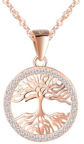 CONILOK Halskette Damen Baum des Lebens Kette Silber 925 mit Anhänger Zirkon Alt Pflanzen Halsketten für Frauen Mädchen Modeschmuck Geschenk für Sie Frau Freundin Mama