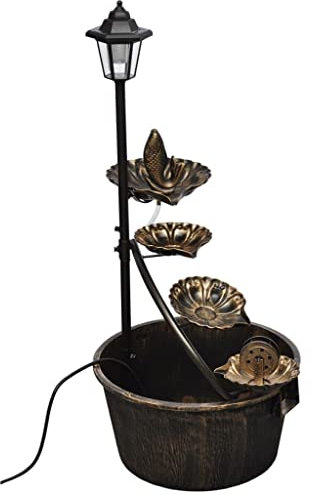Gecheer LED-Kaskadenbrunnen, Brunnen, Wasserbrunnen für Gartendekoration, Wasserfontäne Zierbrunnen, 52 x 41,5 x 91 cm