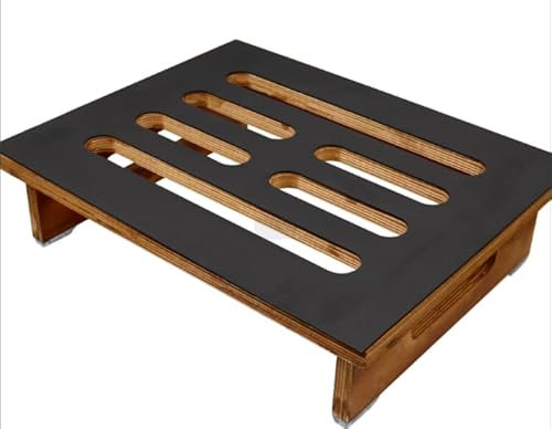 Marche Pied Bois, 40 x 32 x 10,5 cm, Marchepied avec Revêtement en Caoutchouc Antidérapant, Rehausseur en Bois Portable pour Soutien pour Enfants et Personnes Agées, pour L'intérieur et L'extérieur