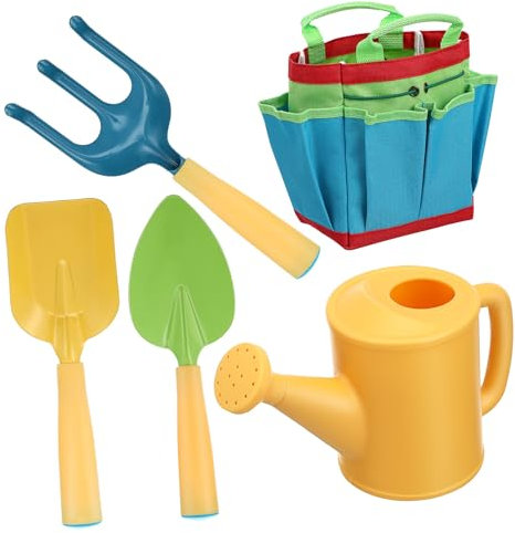 BESPORTBLE Junge Mädchen Garten Werkzeug Set Mit Gießkanne Schaufel Rechen Und Tragetasche Für Kleine Gartenliebhaber Leicht Tragbar Kindersichere Gartenwerkzeuge Mit Ergonomischem Griff