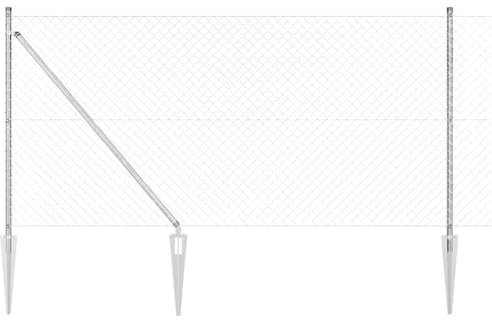 vidaXL - Chain link fencing with 7 spiked posts, 1.4 x 10 m, galvanised steel