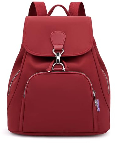 JIANLINST Rucksack Damen Elegant Anti Diebstahl Tagesrucksack Rot | Klein Cityrucksack Modern Schulrucksack Daypack für Reisen Freizeit Arbeit Schule