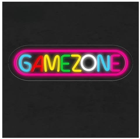 Insegna al Neon LED GAME ZONE Insegna Al Neon Lettera Colorata Decorazione Da Parete Lampada Gameroom Party Light Up Gaming Club Per Giocatori(50X14cm)