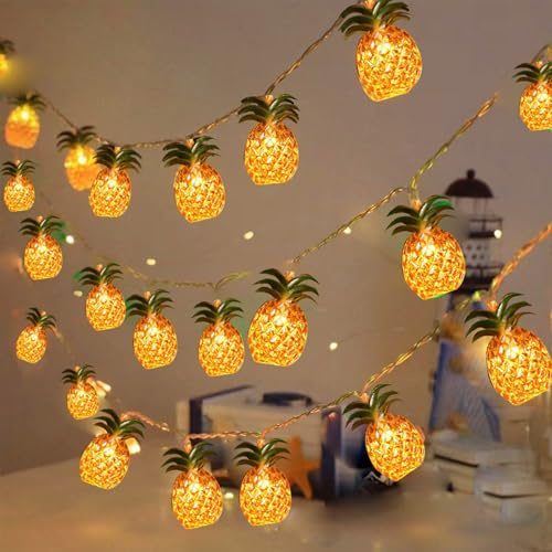 YeahBoom Ananas Lichterkette,300CM 20 LED Hawaii Sommer Lichterketten,Batteriebetrieben,Tropische Sommer-Lichterkette,Hawaii Lichterketten für Hawaiian Partys,Sommerpartys,Strand Deko
