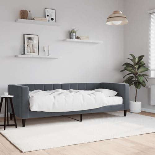 Emmtore Tagesbett Sofabett Schlafsofa für Schlafzimmer Wohnzimmer, Bettsofa Sofa, Modernes Design mit Matratze Dunkelgrau 80x200 cm Samt