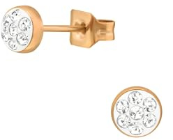 Diademita Roségoldene Chirurgenstahl-Ohrstecker Rund 4 mm mit Kristall