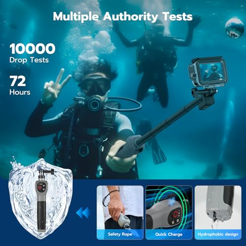 Aumotop Wasserdichter Unterwasser-Selfie-Stick mit Fernbedienung für Hero 12/11/10/9/8, Ausziehbarer Tauch-Verlängerungsstab für Surfer und Schwimmer