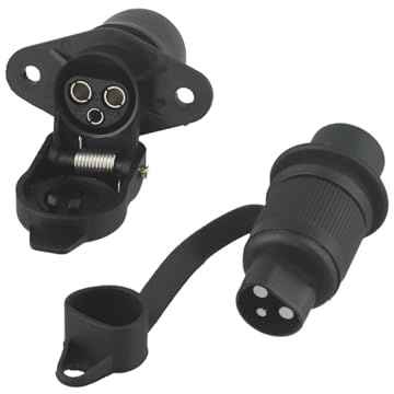 12V 3-poliger Anhängeradapter Steckverbinder für LKW Traktor Wohnwagen RV Boot, DIN 72572 auf DIN 9680 Steckdose, PP-Kunststoffgehäuse mit flachen Kupfer-Zink-Kontakten, sicherer Anschluss für