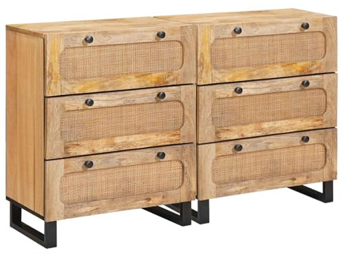 vidaXL Sideboard 2 STK. 60 x 33 x 75 cm Massivholz Mango Braun