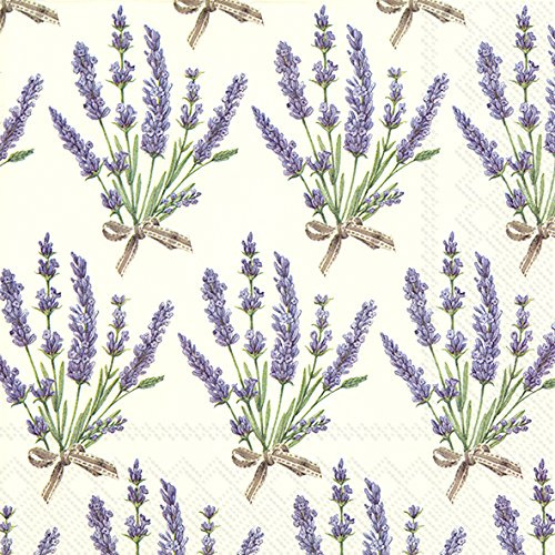 Bouquet of Lavender Cream 3ply Napkin 20pk (33 x 33 cm)