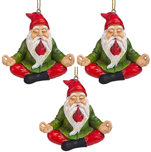 Christmas Ornament - Garden Gnomes Figurine - Zen Garden Gnomes Set - Meditating Gnome Statues - Christmas Decorations