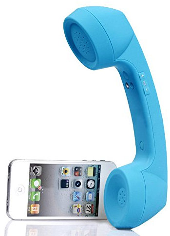 ENJOY-UNIQUE kabellose Retro-Telefonhörer Kopfhörer Bluetooth für EIN Handy mit bequemem Anruf,blau