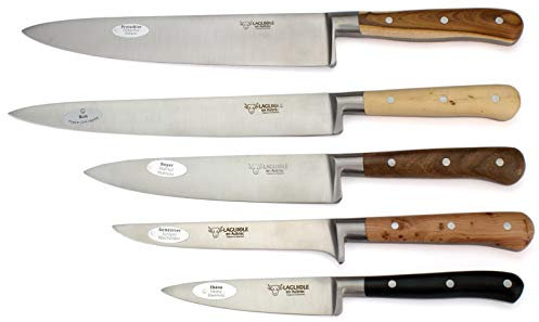 Laguiole en Aubrac Kochmesser Küchenmesser Set - 5teilig - Griff gemischte Hölzer - Geschmiedete Qualität