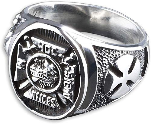 viva adorno Herren Ring Freimaurer IN HOC SIGNO VINCES Totenkopf Eisernes Kreuz Siegelring 925 Sterlingsilber SR35, Gr. 67