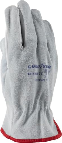 Goodyear Handschuhe aus Vollnarbenleder und Krustenleder, Größe 10, Farbe Weiß, Arbeitshandschuhe