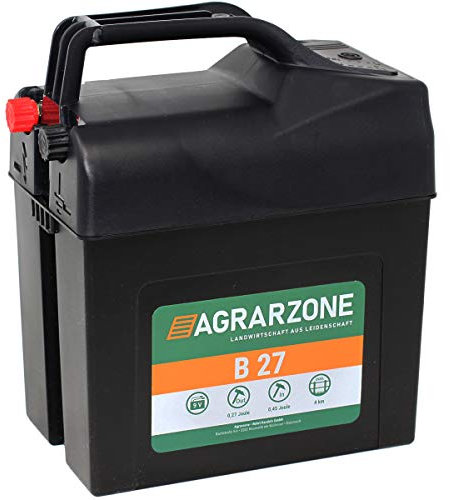 Agrarzone B 27 Weidezaungerät 9V, 0,45 Joule - 9.600V Batterie Elektrozaungerät mit LED-Kontrolle - Universell & leistungsstark - Ideal für mobilen Weidezaun, Pferde, Hunde & Katzen