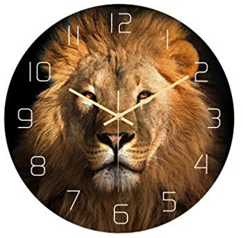 Healifty Digitale Timer-Wanduhr mit Löwen-Tiermotiv, nicht tickend, leise, nicht tickend, dekorative Wanduhr für Schlafzimmer, Wohnzimmer, Büro, Dekoration ohne Batterie, Wassermelonen-Dekor