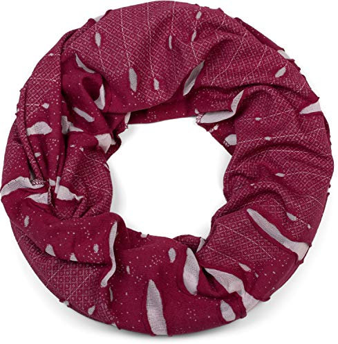 styleBREAKER Loop Schal im Destroyed Vintage used Look mit Rissen, Schlauchschal, Tuch, Unisex 01018078, Farbe:Bordeaux-Rot-Weiß, Größe:Breit