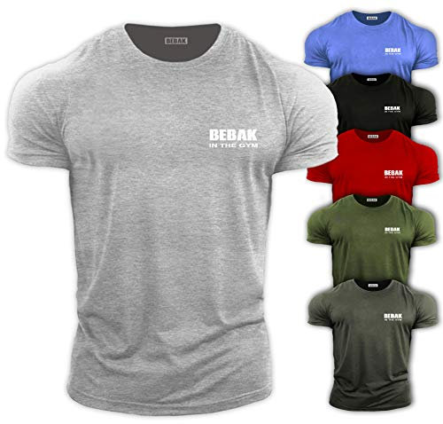 GYM CLOTHES FOR MEN Gym T Shirt Bodybuilding T Shirts Gym Clothes - BEBAK Workout Top Training Tops Arnold Schwarzenegger inspired design T Shirt MMA, Grau - Sport Grey, 3XL