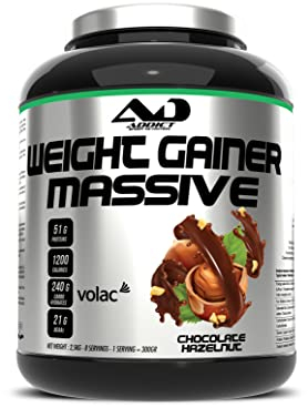 Addict sport nutrition - Weight gainer massive - Prise de masse musculaire avec protéine concentrée - Ultra calorique 1200 kcal par dose -51g de protéine et 21g de BCAA -2,5 kg -Goût chocolat-noisette
