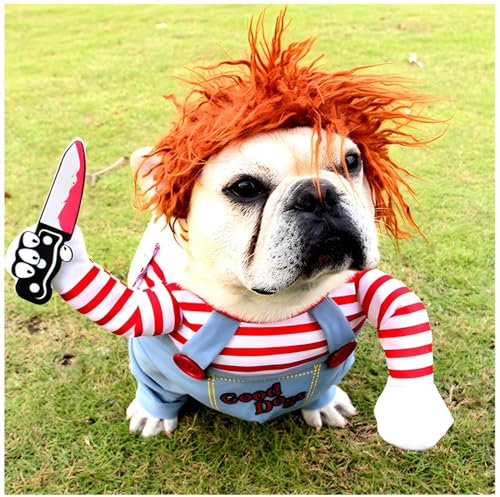 DELIFUR Hund Schreckliches Kostüm Haustier Halloween Kleidung Katze Cosplay Party Anzug Lustiges Hundekostüm Kleine bis große Hunde (L)