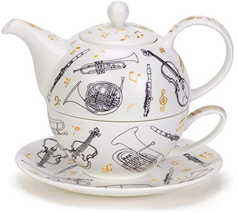 Dunoon - T41 ENCORE - Fine Bone China Teekanne / Teapot, Tasse und Untertasse Set