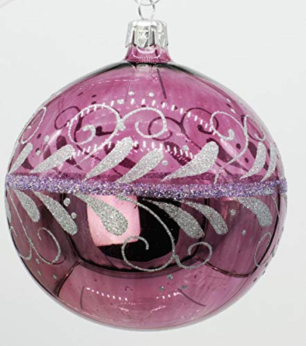 condecoro Christbaumkugel lila mit Silberbordüre Glas D9