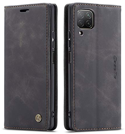 mvced Handyhülle Kompatibel mit Huawei Nova 6SE/P40 Lite 4G/Nova 7i,Premium Leder Flip Case Schutzhülle mit Standfunktion,Schwarz