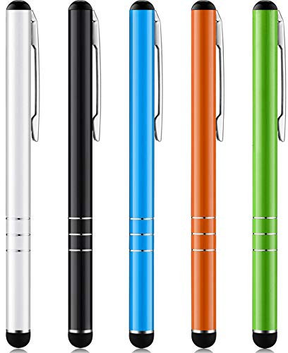 5 Pièces Stylet Fin Stylet à Écran Tactile Capacitif Universel pour Tablettes et Téléphones Portables (Blanc, Noir, Bleu, Orange, Vert)